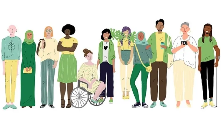 Group of different young people. Social diversity